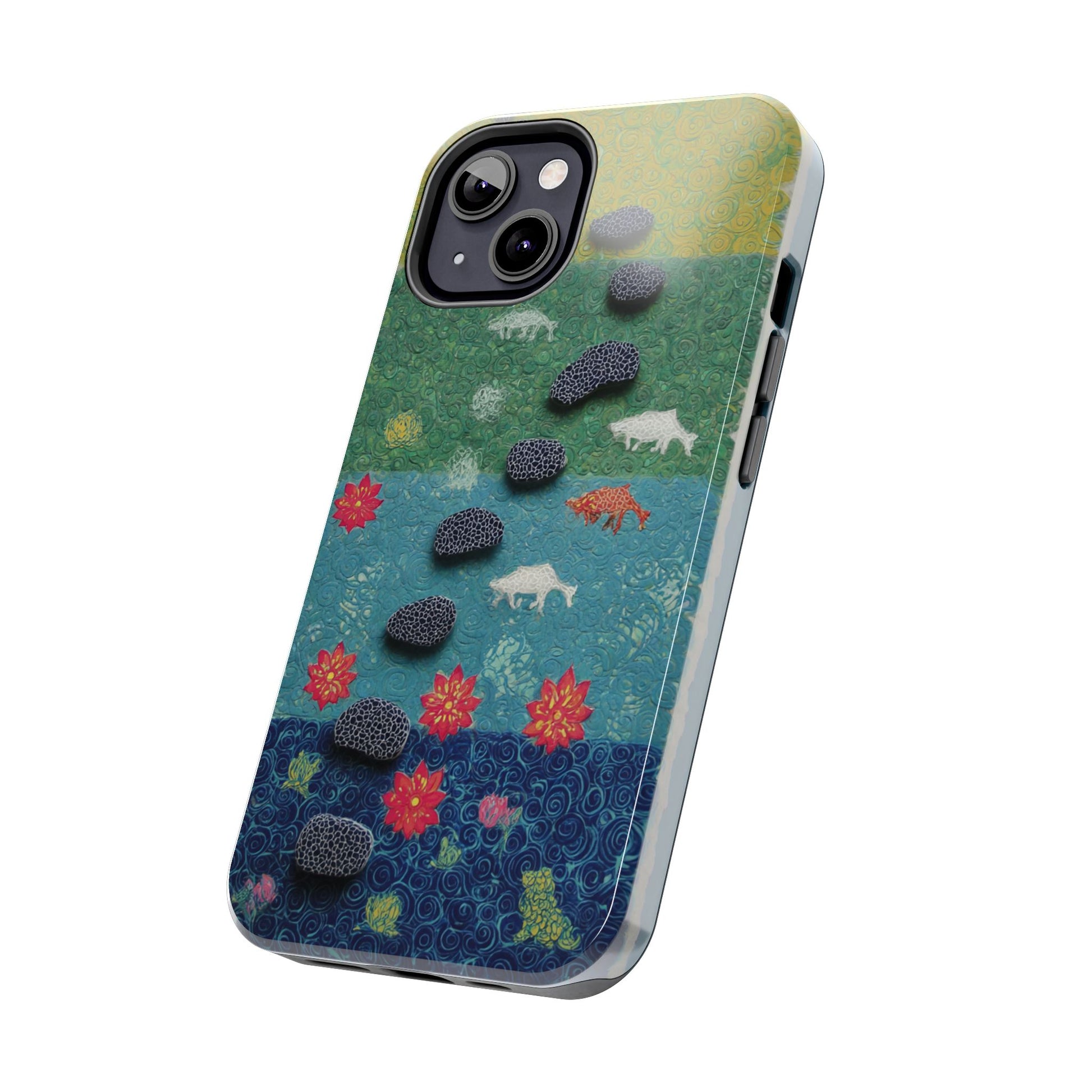 Tough phone case with forest and animal art