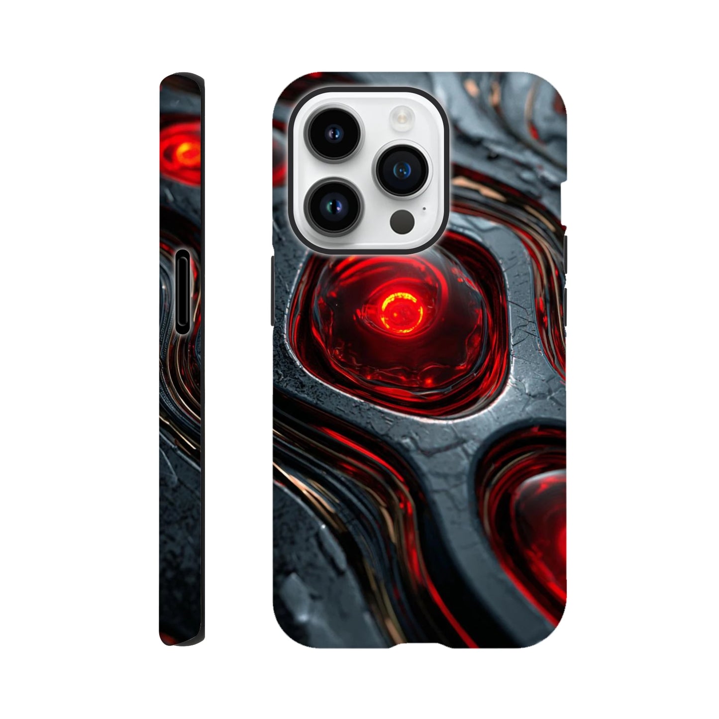 Tough phone protector with futuristic glowing elements