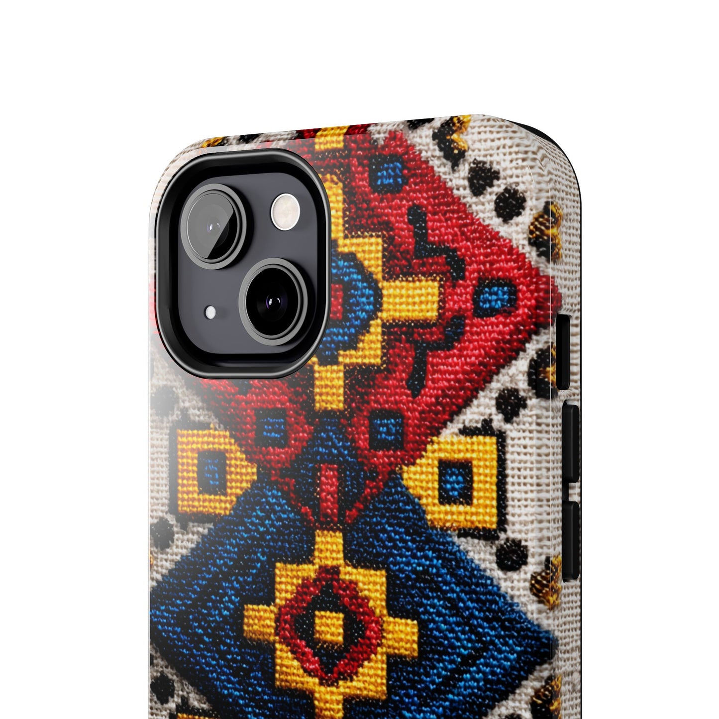 Tough phone protector with Romanian inspired art details