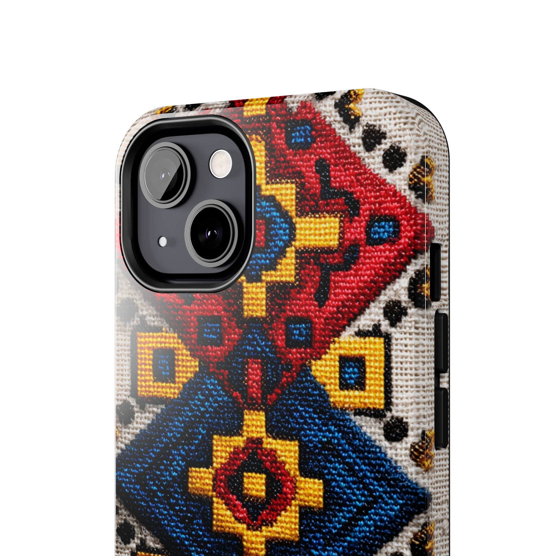 Tough phone protector with Romanian inspired art details
