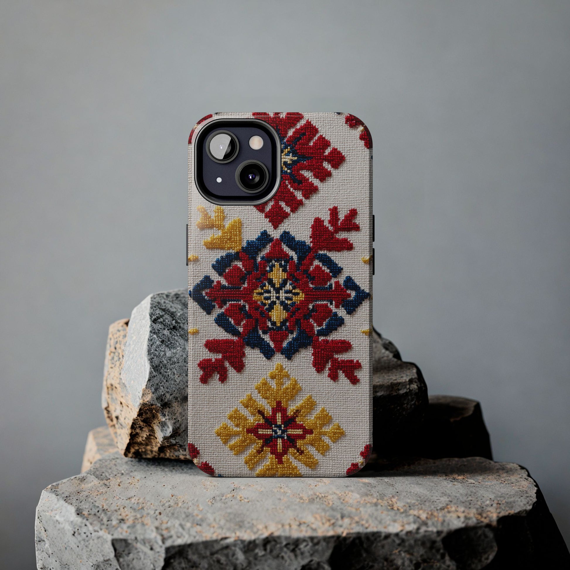 Tough protective phone case with bold folk art florals