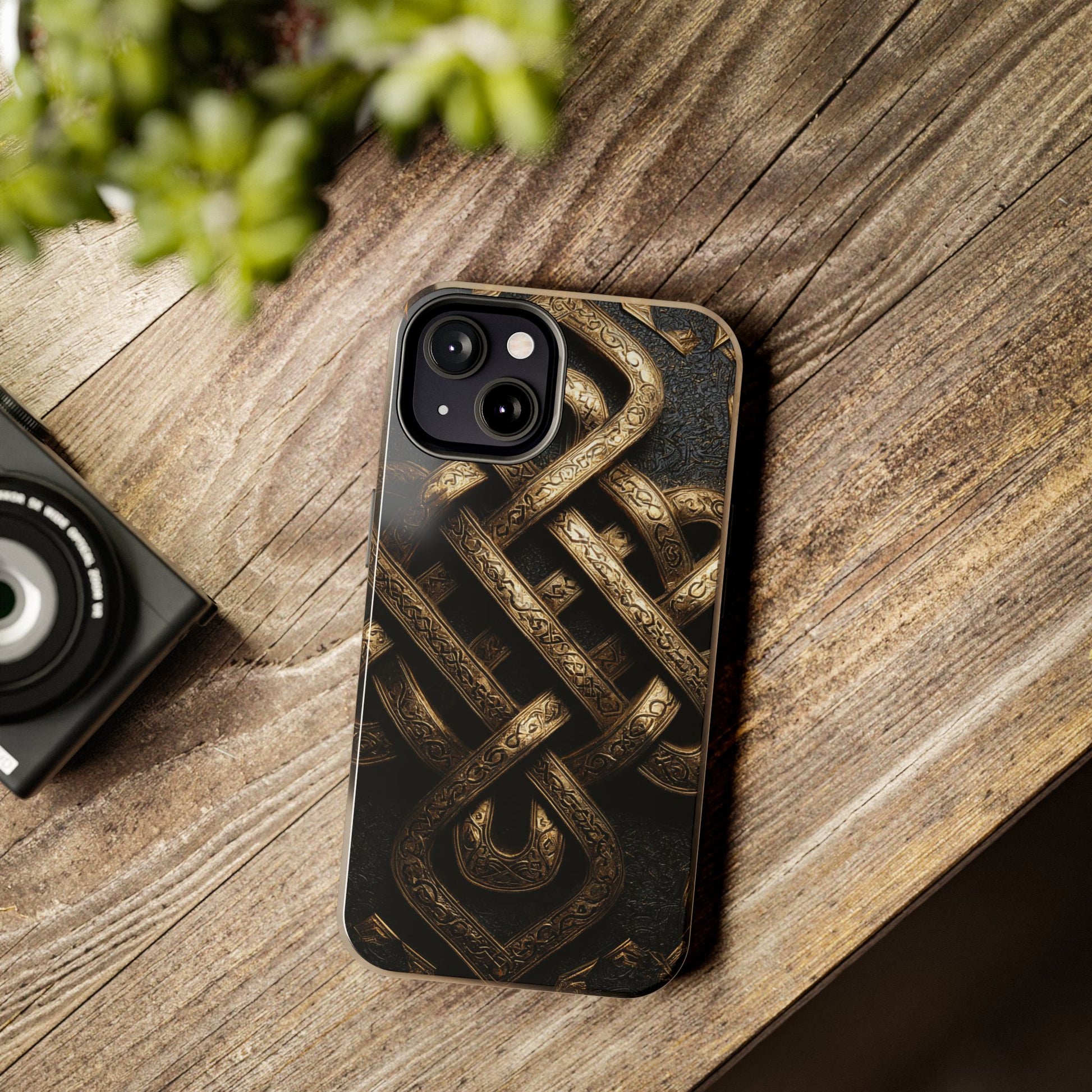 Unisex Celtic knot design phone case side angle