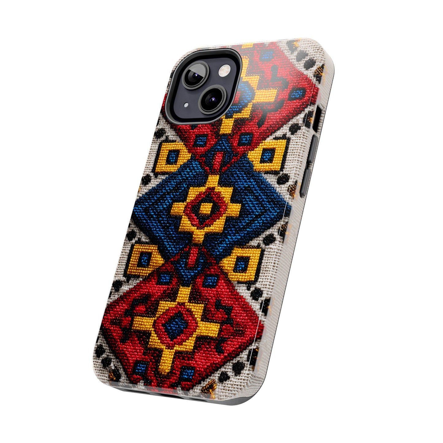 Vibrant ethnic phone case with colorful traditional patterns