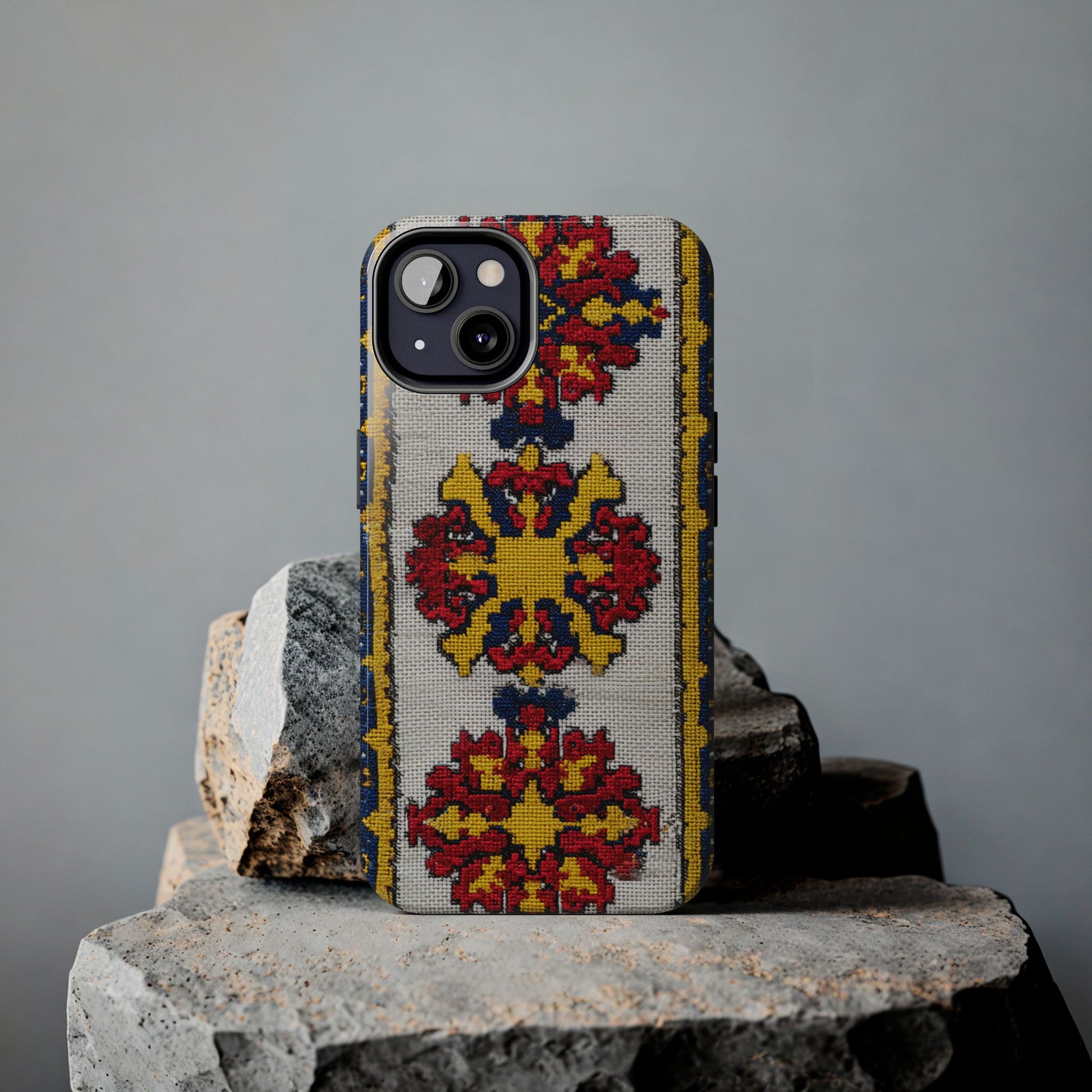 Vibrant phone case with cultural folk art design