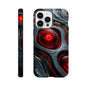 Vibrant red glowing phone case with textured back surface