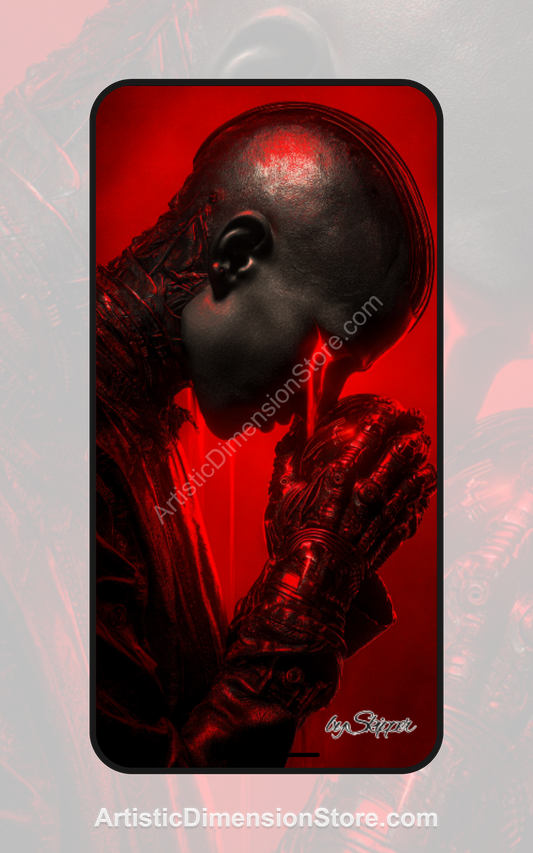 Cyberpunk Metallic Armor Jacket – Futuristic Red Sci-Fi Fashion for Bold Rebels